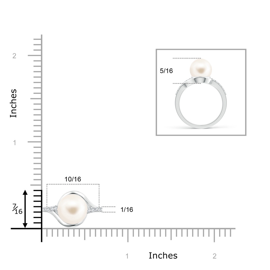 8mm AAA Solitaire Freshwater Pearl Bypass Ring with Diamonds in S999 Silver product image