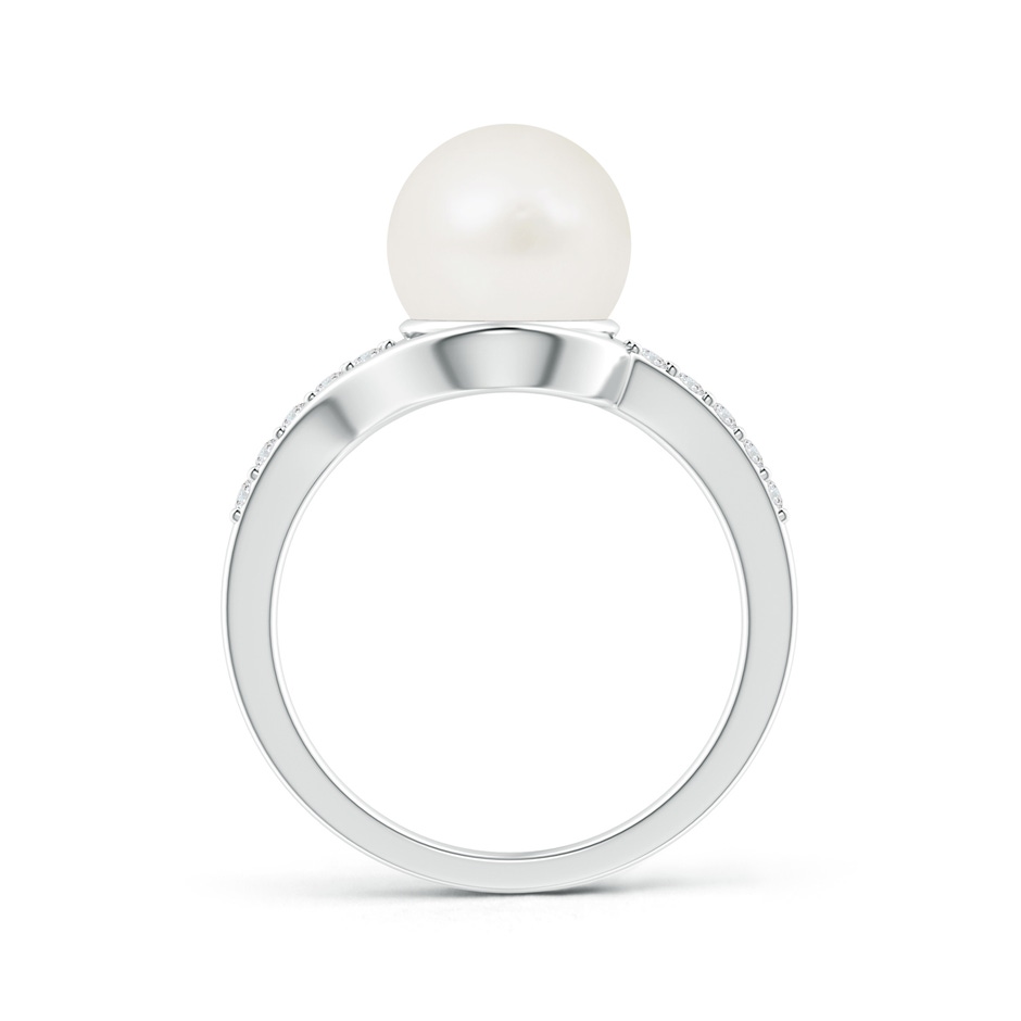 9mm A Solitaire Freshwater Pearl Bypass Ring with Diamonds in S999 Silver product image