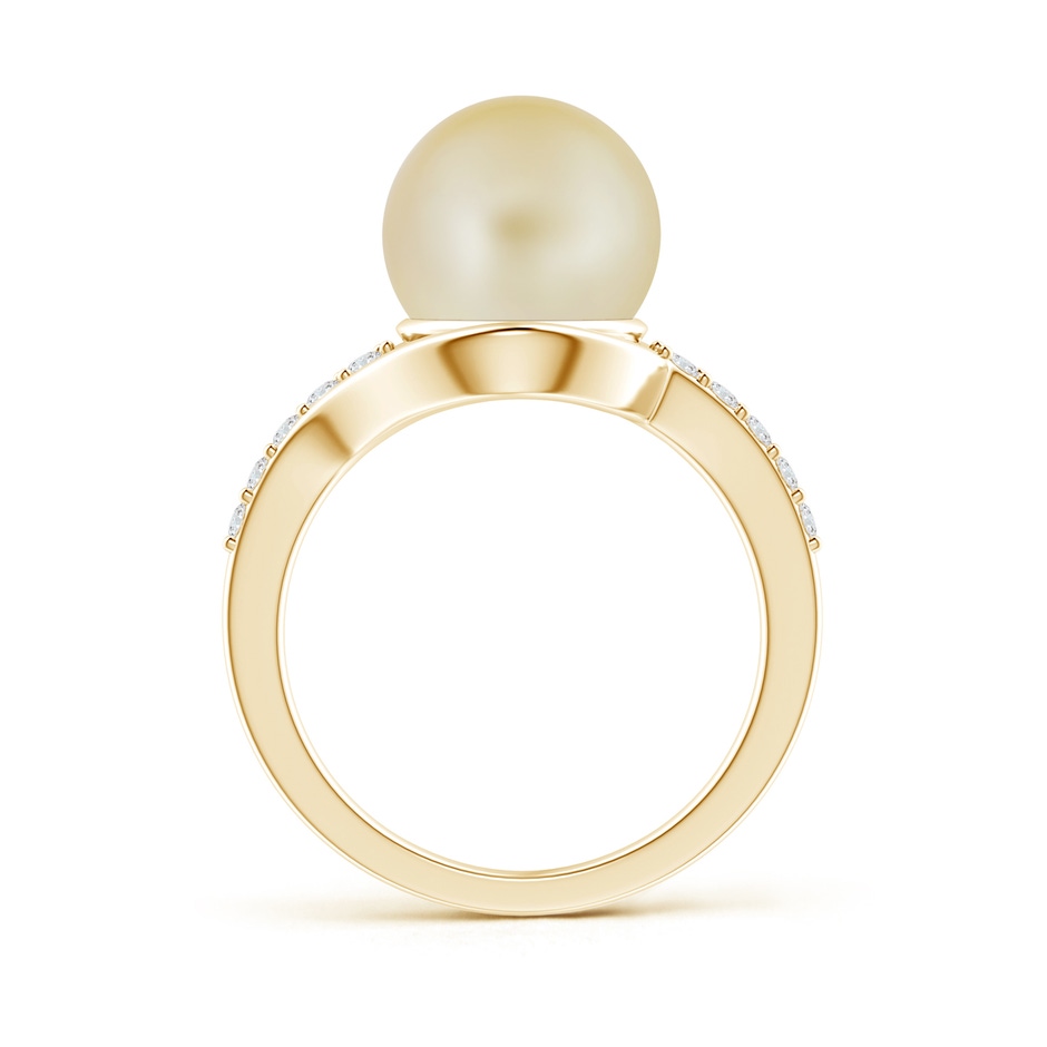 10mm A Solitaire Golden South Sea Pearl Bypass Ring with Diamonds in Yellow Gold product image