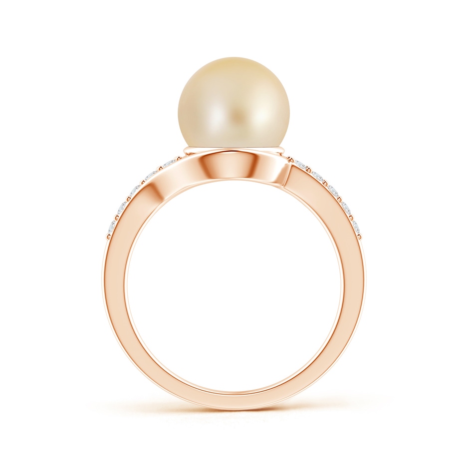 9mm AA Solitaire Golden South Sea Pearl Bypass Ring with Diamonds in Rose Gold product image