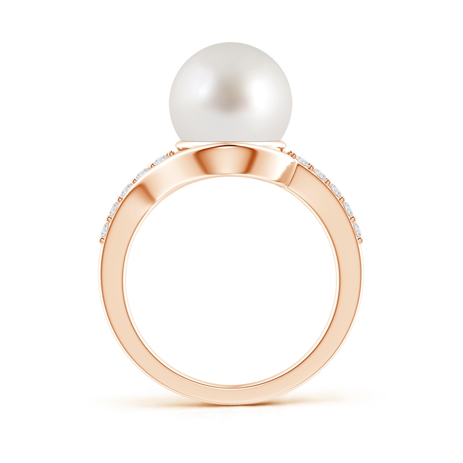10mm AAA Solitaire South Sea Pearl Bypass Ring with Diamonds in Rose Gold product image