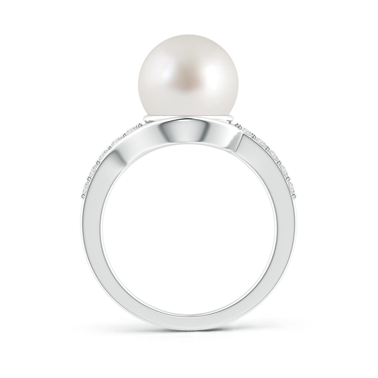 10mm AAA Solitaire South Sea Pearl Bypass Ring with Diamonds in White Gold