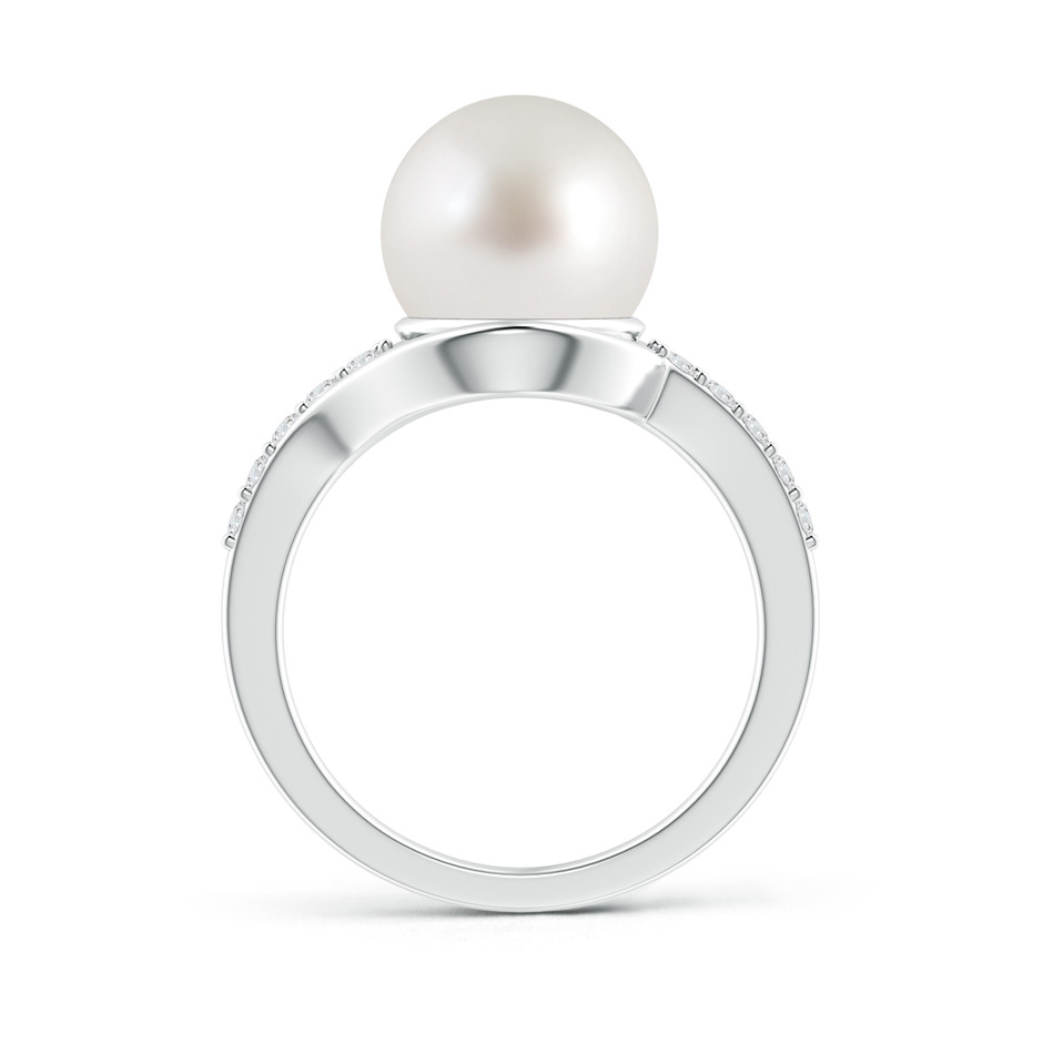 10mm AAA Solitaire South Sea Pearl Bypass Ring with Diamonds in White Gold product image