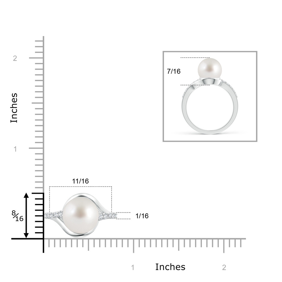 10mm AAA Solitaire South Sea Pearl Bypass Ring with Diamonds in White Gold product image