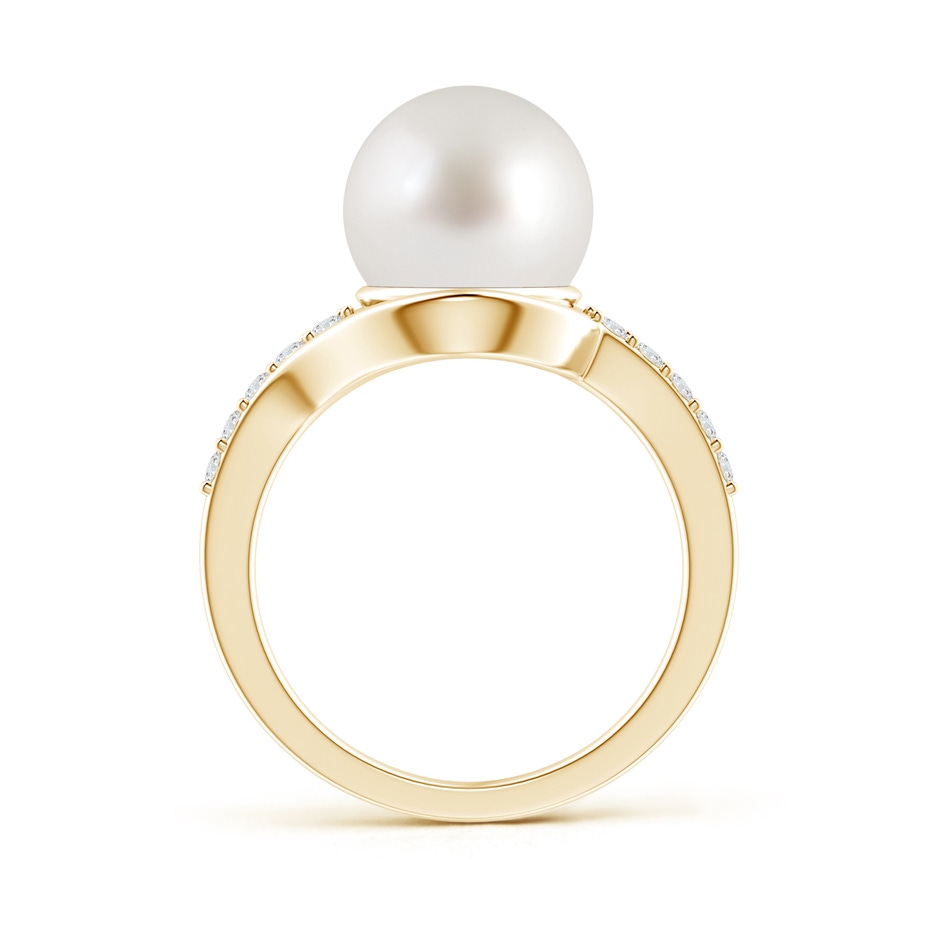 10mm AAA Solitaire South Sea Pearl Bypass Ring with Diamonds in Yellow Gold product image
