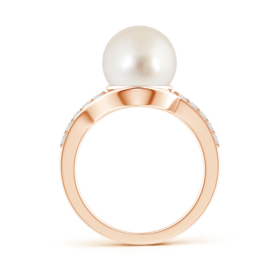 10mm AAAA Solitaire South Sea Pearl Bypass Ring with Diamonds in Rose Gold product image