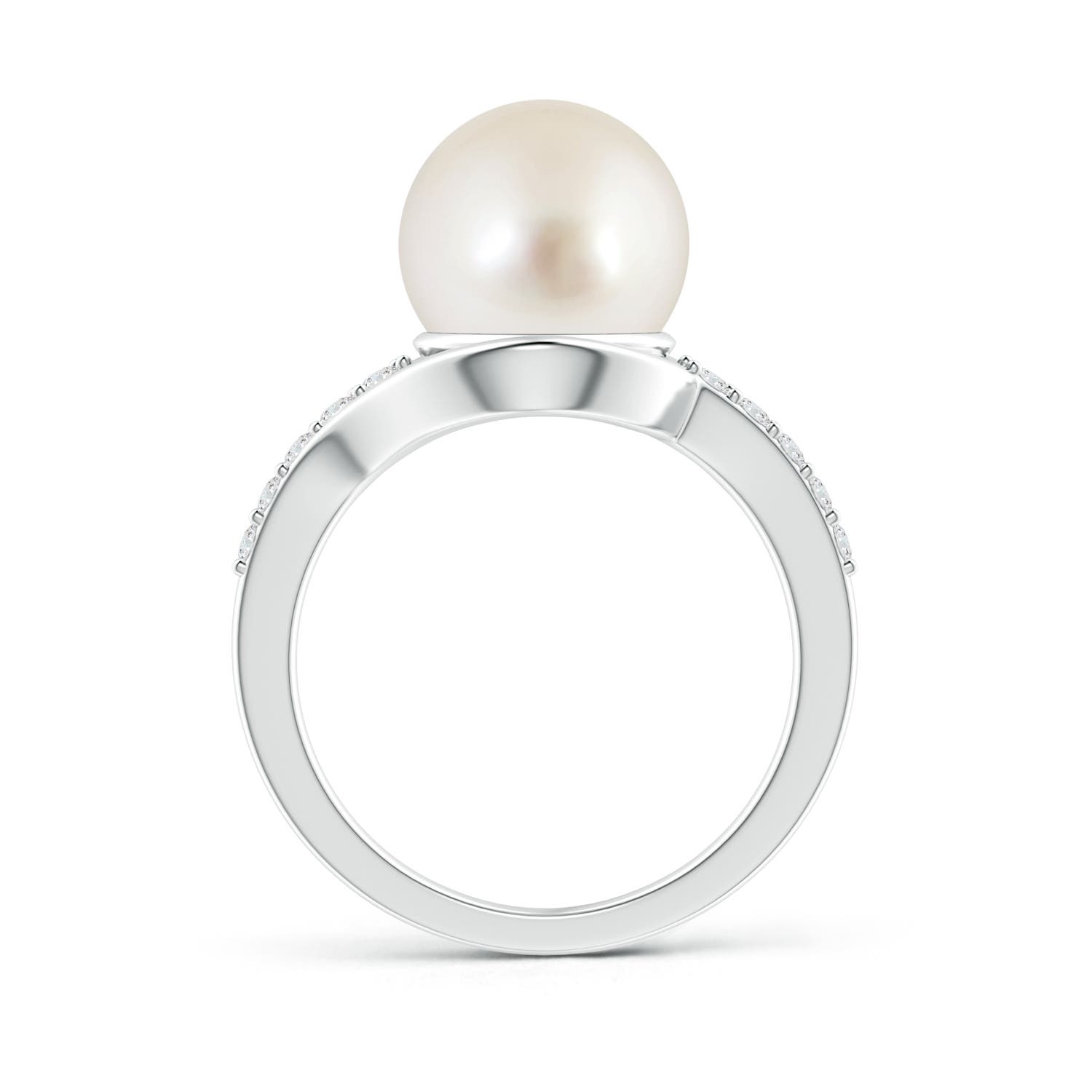 10mm AAAA Solitaire South Sea Pearl Bypass Ring with Diamonds in White Gold