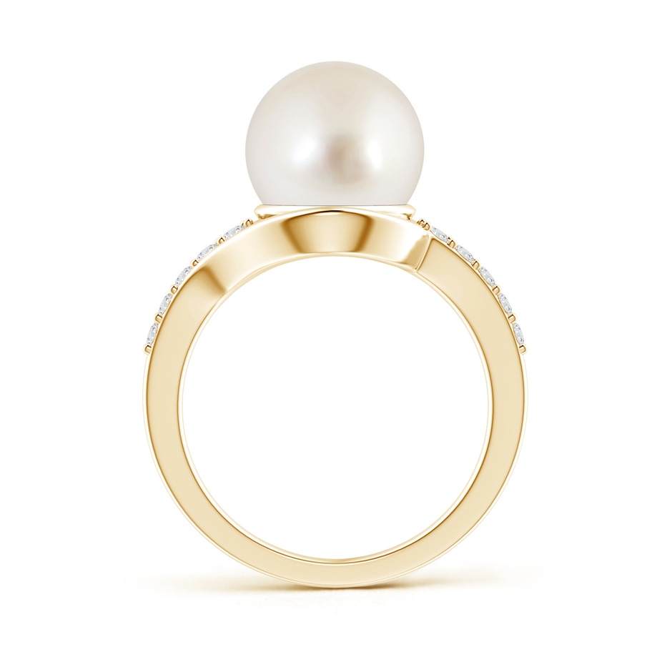 10mm AAAA Solitaire South Sea Pearl Bypass Ring with Diamonds in Yellow Gold product image