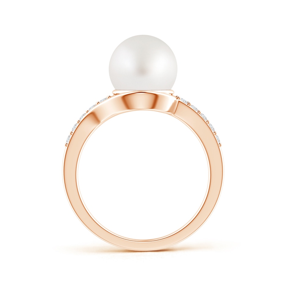 9mm AA Solitaire South Sea Pearl Bypass Ring with Diamonds in Rose Gold product image