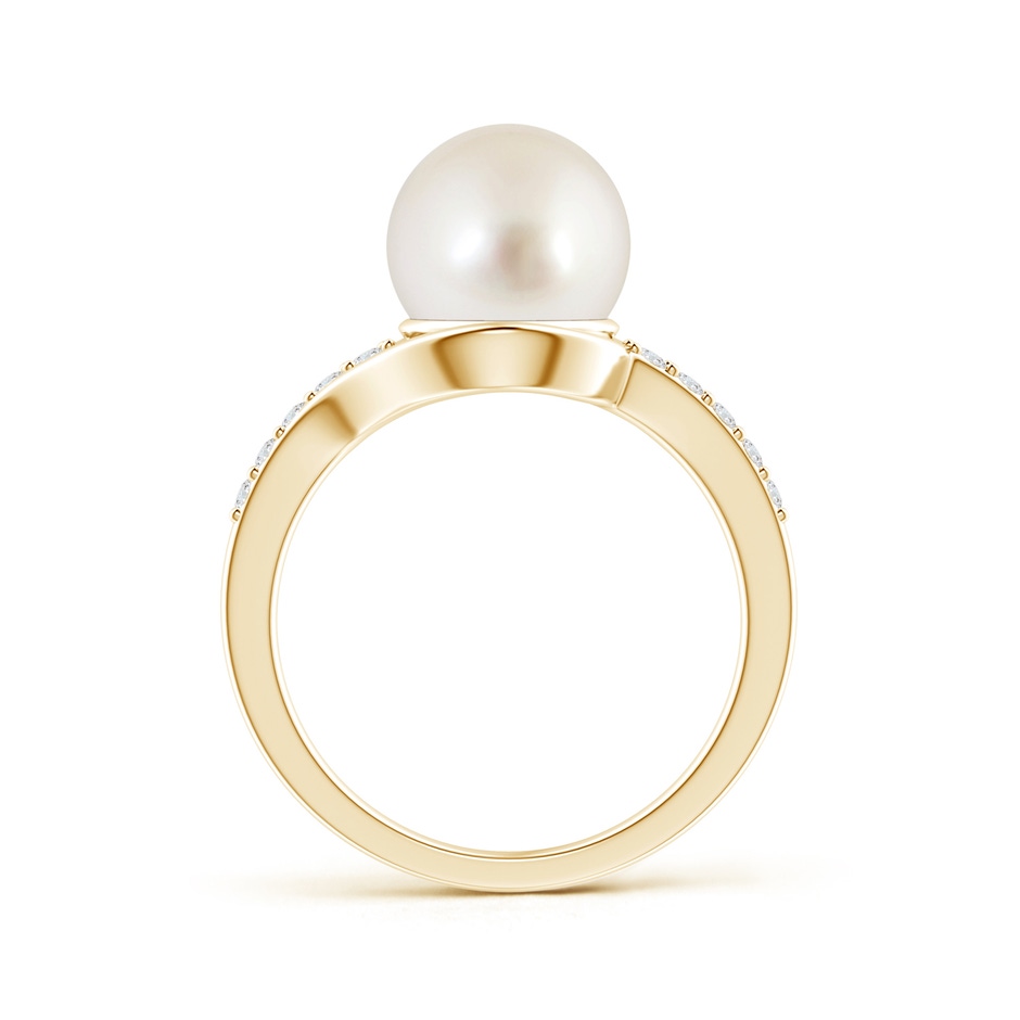 9mm AAAA Solitaire South Sea Pearl Bypass Ring with Diamonds in Yellow Gold product image