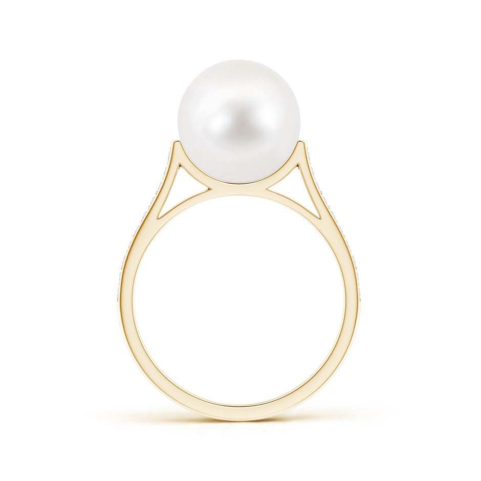 10mm AA Freshwater Pearl Ring with Pavé Diamonds in Yellow Gold product image