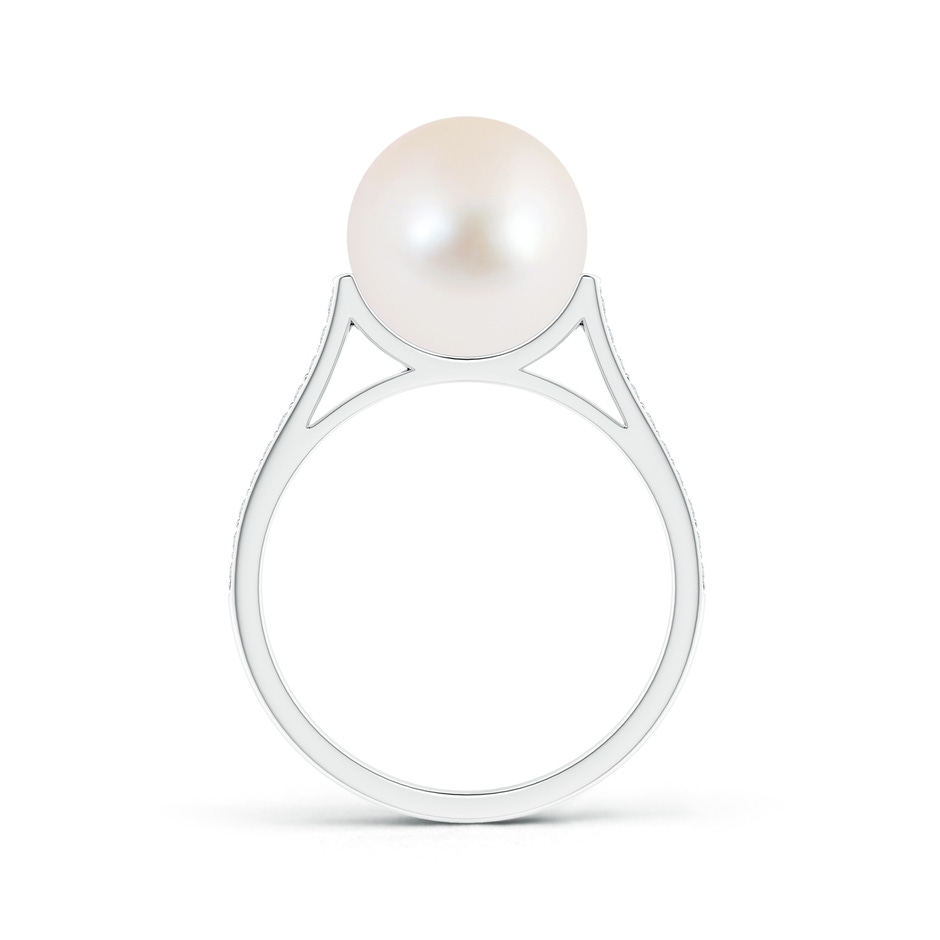 10mm AAA Freshwater Pearl Ring with Pavé Diamonds in S999 Silver product image