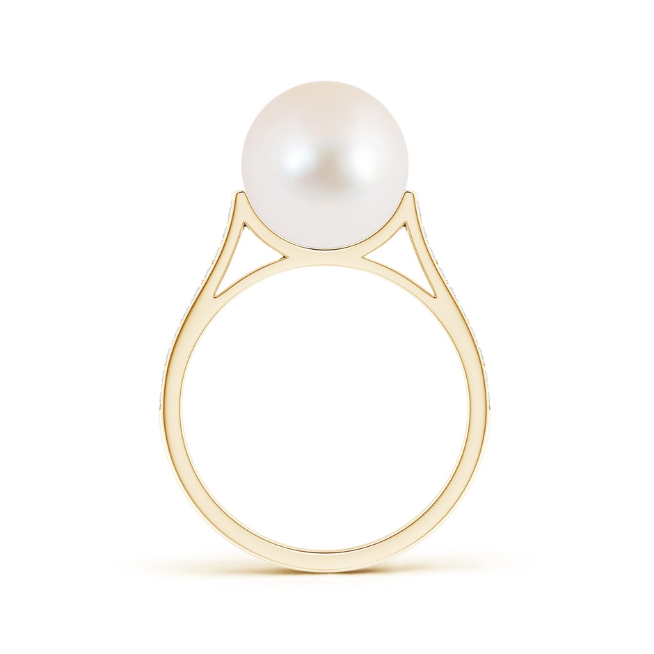 10mm AAA Freshwater Pearl Ring with Pavé Diamonds in Yellow Gold product image