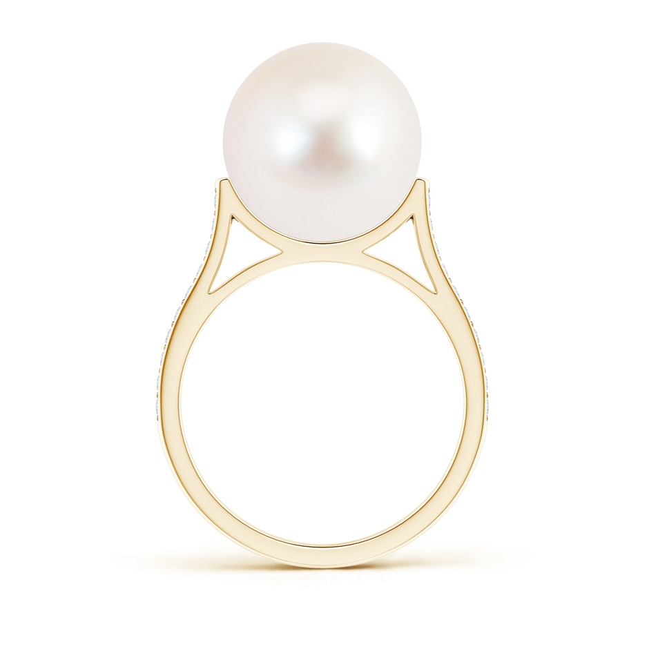 12mm AAA Freshwater Pearl Ring with Pavé Diamonds in Yellow Gold product image