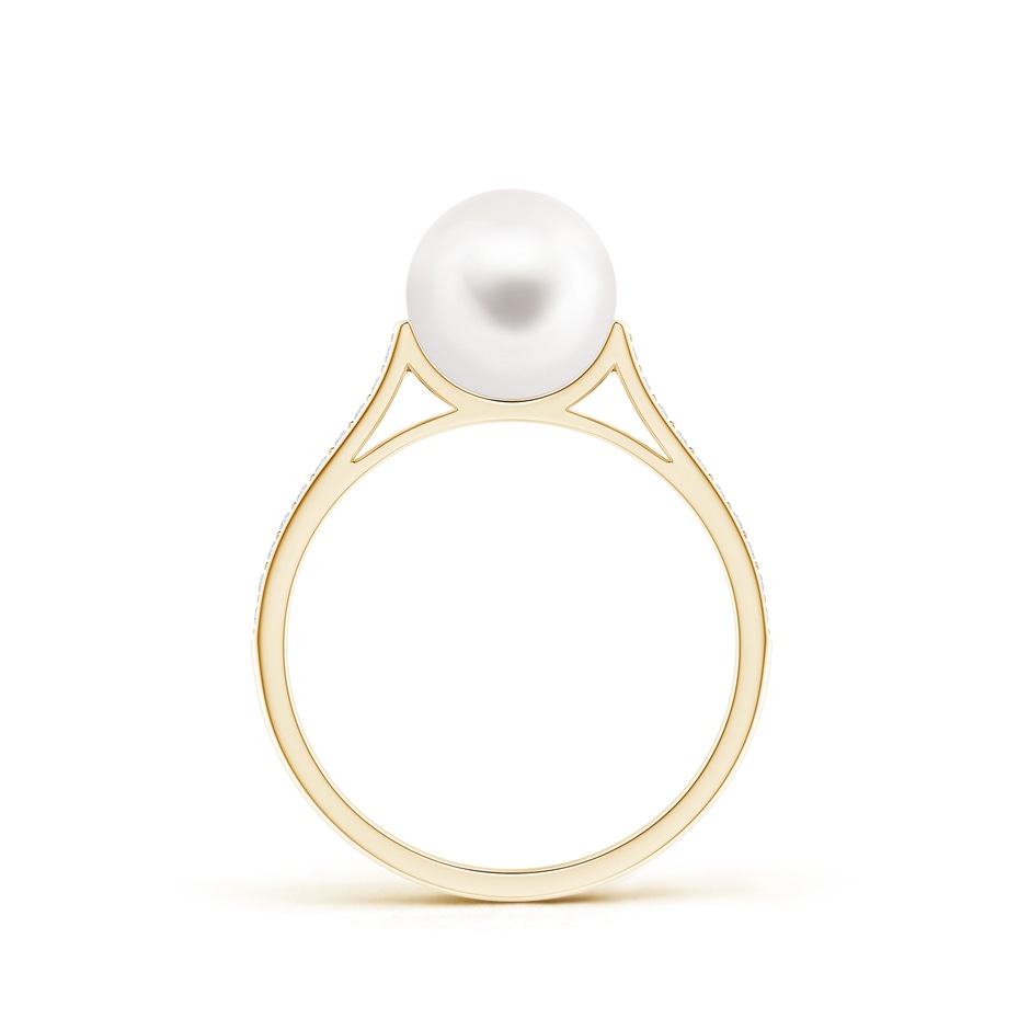 8mm AA Freshwater Pearl Ring with Pavé Diamonds in 9K Yellow Gold product image