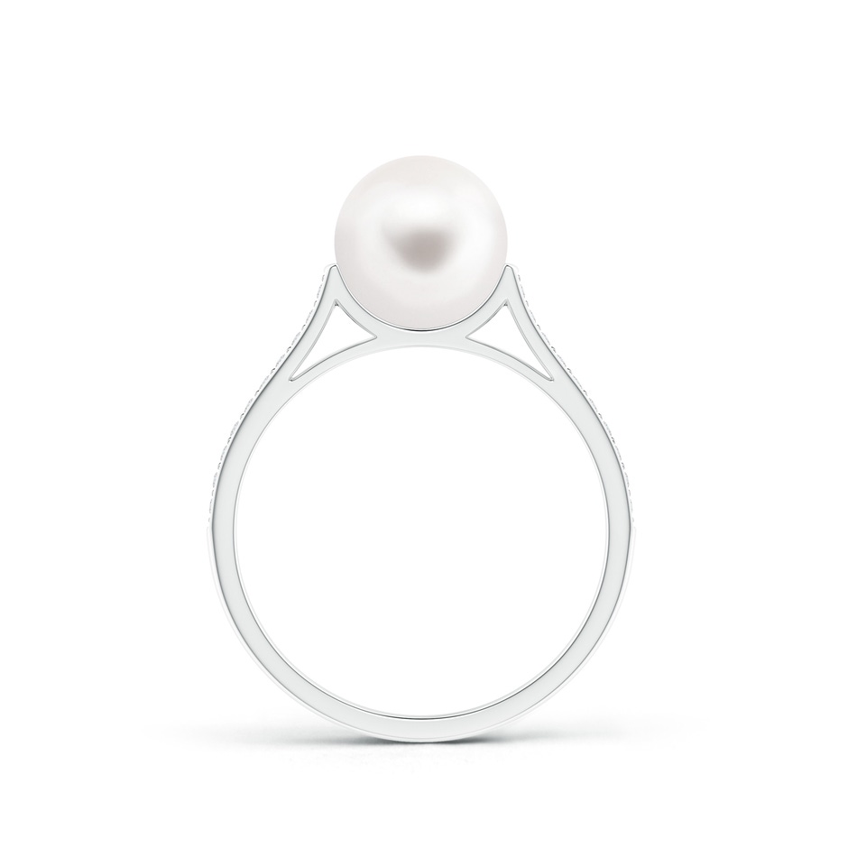 8mm AA Freshwater Pearl Ring with Pavé Diamonds in S999 Silver product image