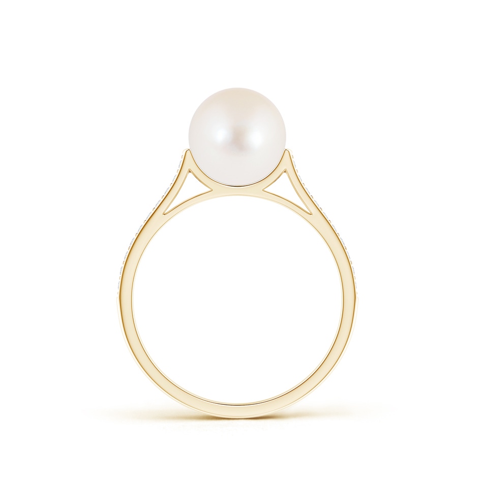 8mm AAA Freshwater Pearl Ring with Pavé Diamonds in 9K Yellow Gold product image