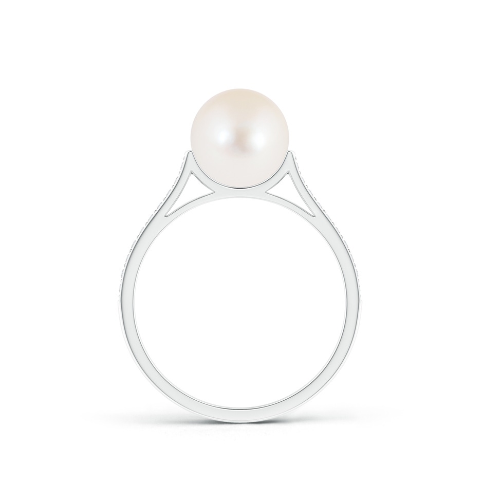 8mm AAA Freshwater Pearl Ring with Pavé Diamonds in White Gold product image