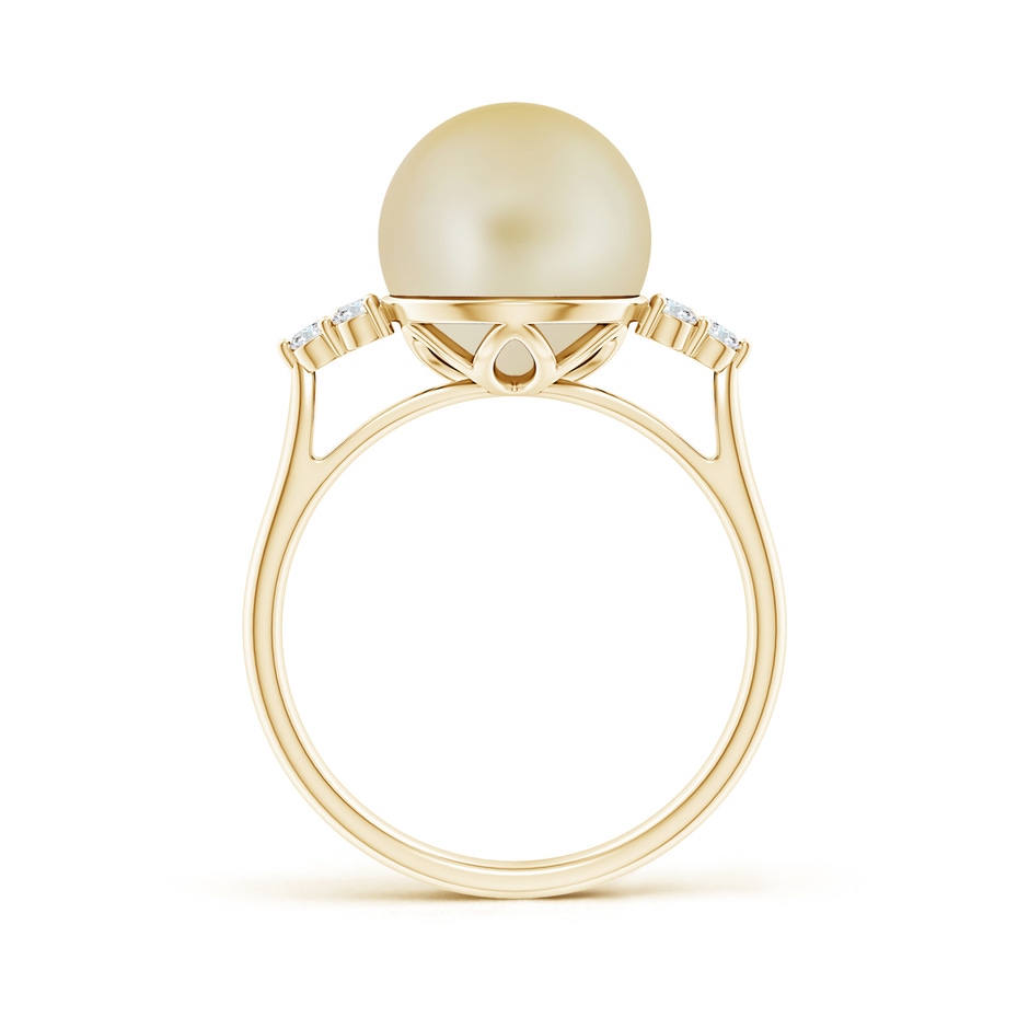 10mm A Golden South Sea Pearl Ring with Trio Diamonds in Yellow Gold side-1