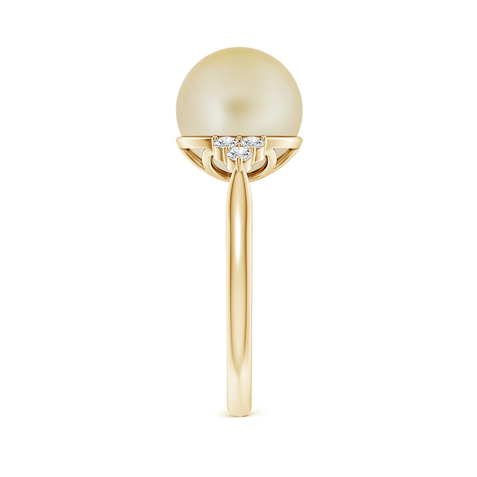 10mm A Golden South Sea Pearl Ring with Trio Diamonds in Yellow Gold side-2