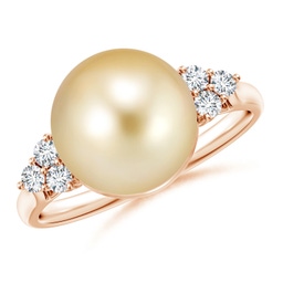 Side Stones Rose Gold Golden South Sea Pearl Rings