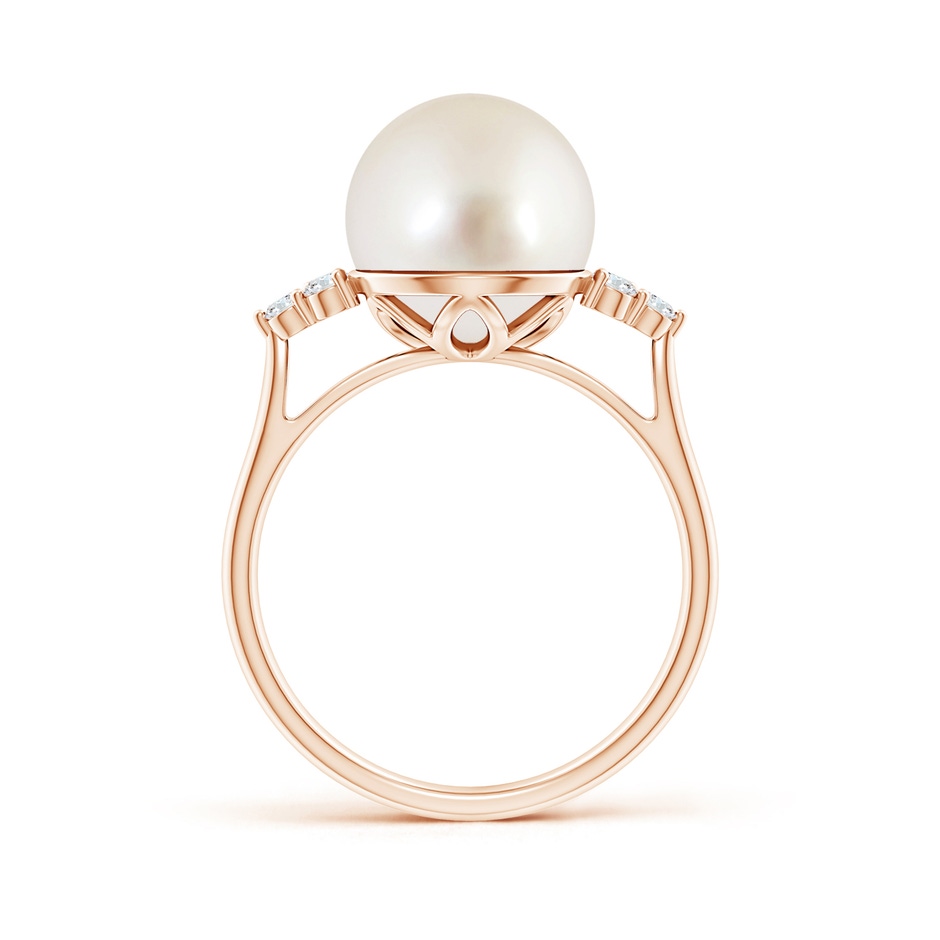 10mm AAAA South Sea Pearl Ring with Trio Diamonds in Rose Gold side-1