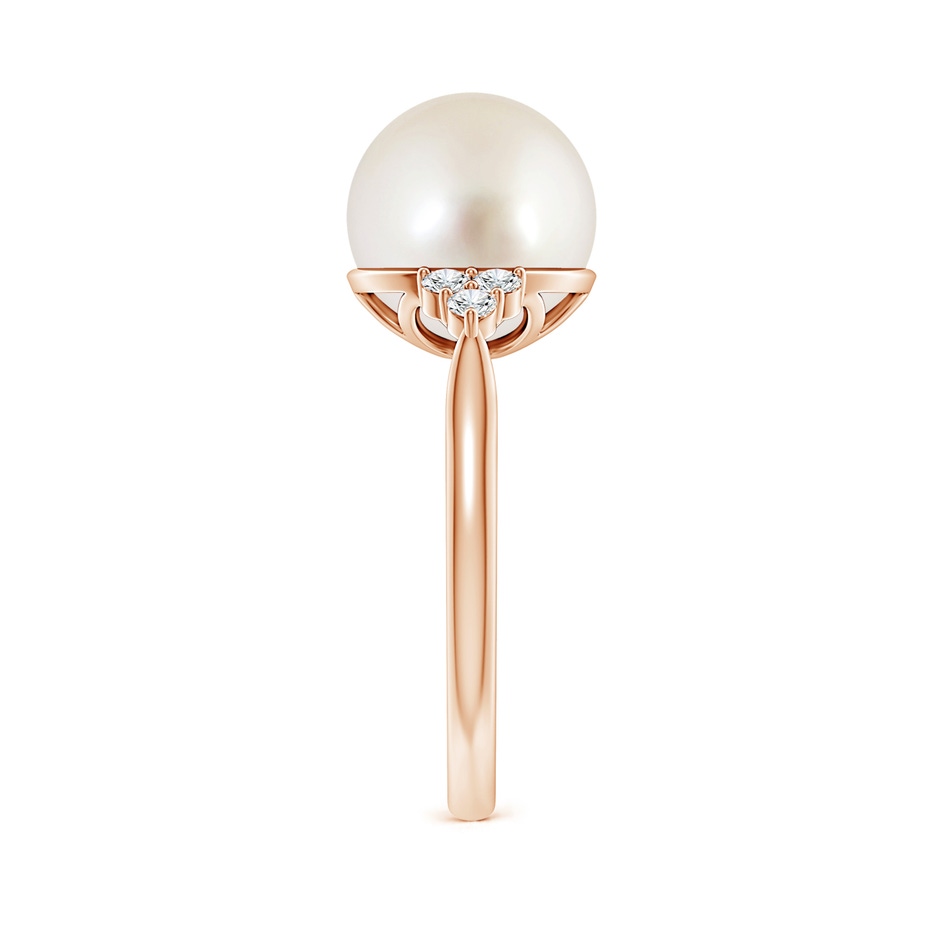10mm AAAA South Sea Pearl Ring with Trio Diamonds in Rose Gold side-2