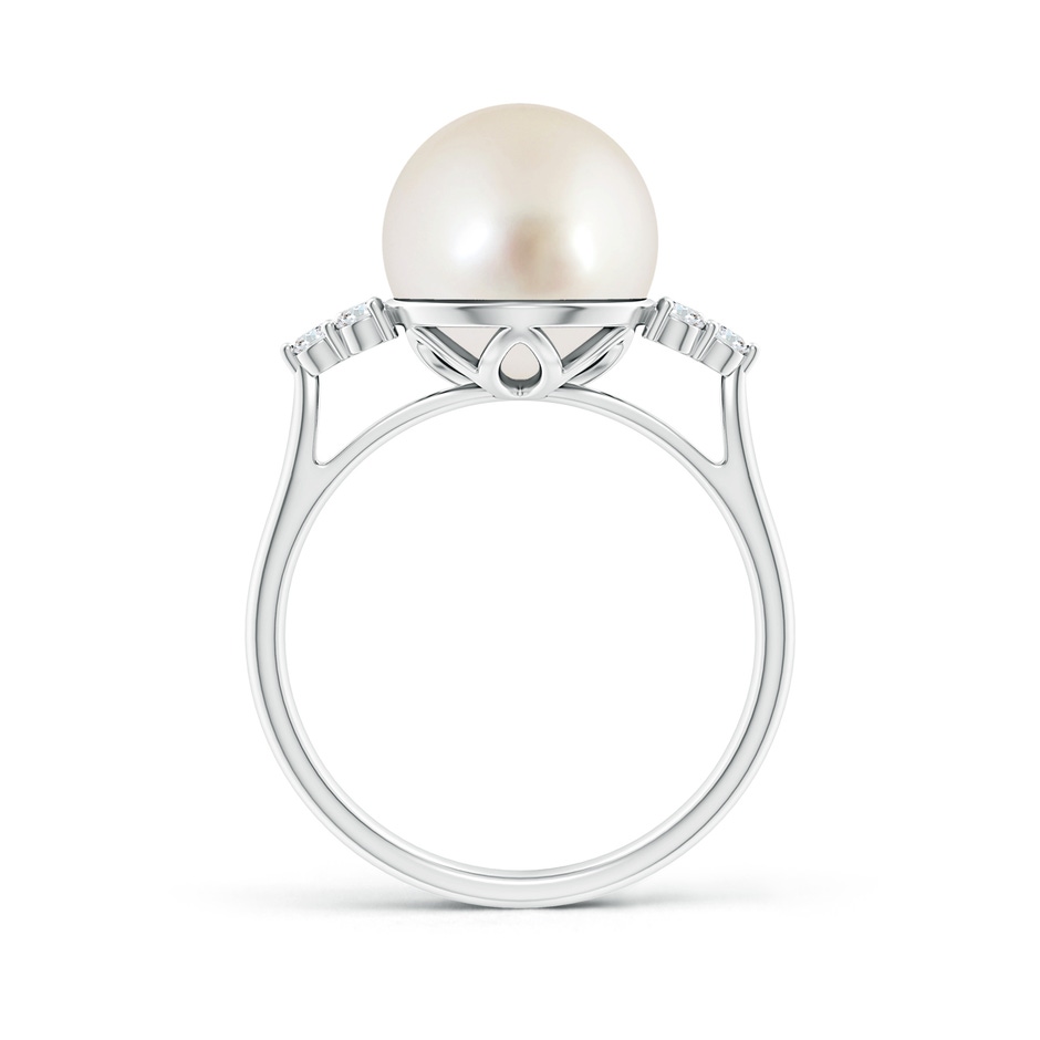 10mm AAAA South Sea Pearl Ring with Trio Diamonds in S999 Silver side-1