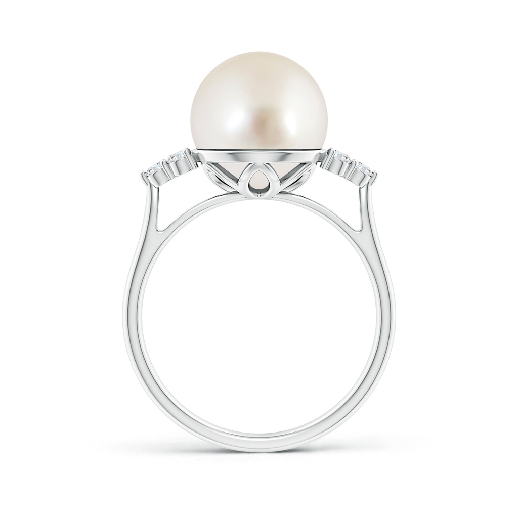 10mm AAAA South Sea Pearl Ring with Trio Diamonds in White Gold - side_1