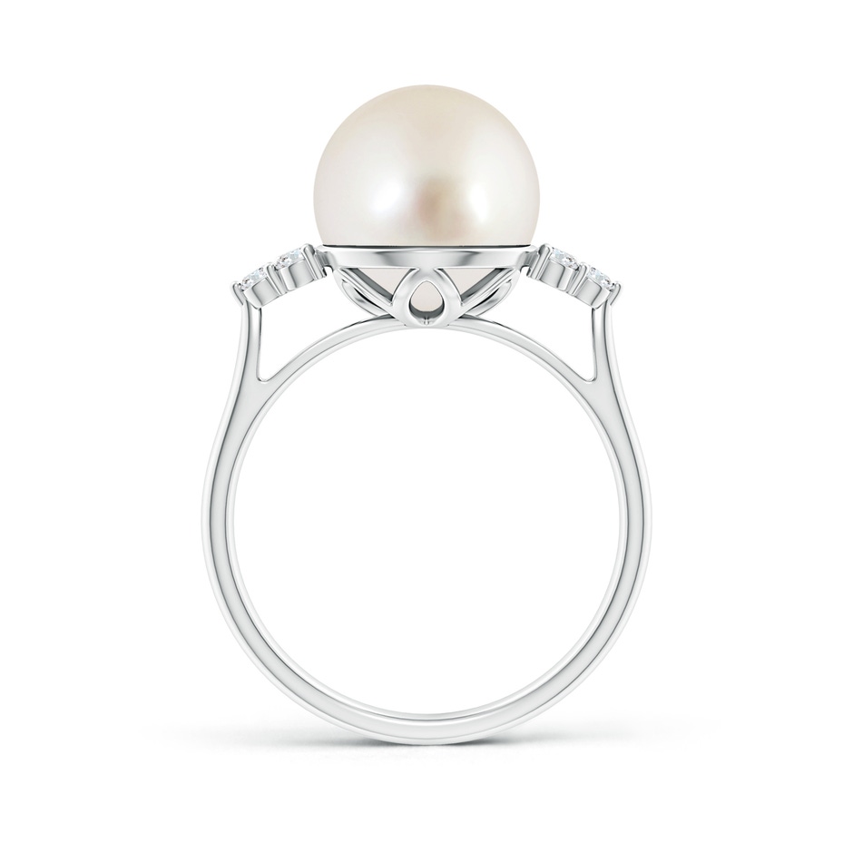 10mm AAAA South Sea Pearl Ring with Trio Diamonds in White Gold side-1