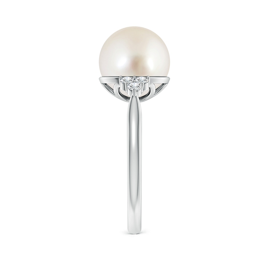 10mm AAAA South Sea Pearl Ring with Trio Diamonds in White Gold side-2