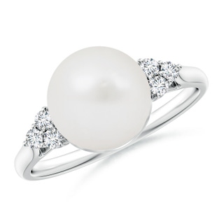 9mm A South Sea Pearl Ring with Trio Diamonds in S999 Silver
