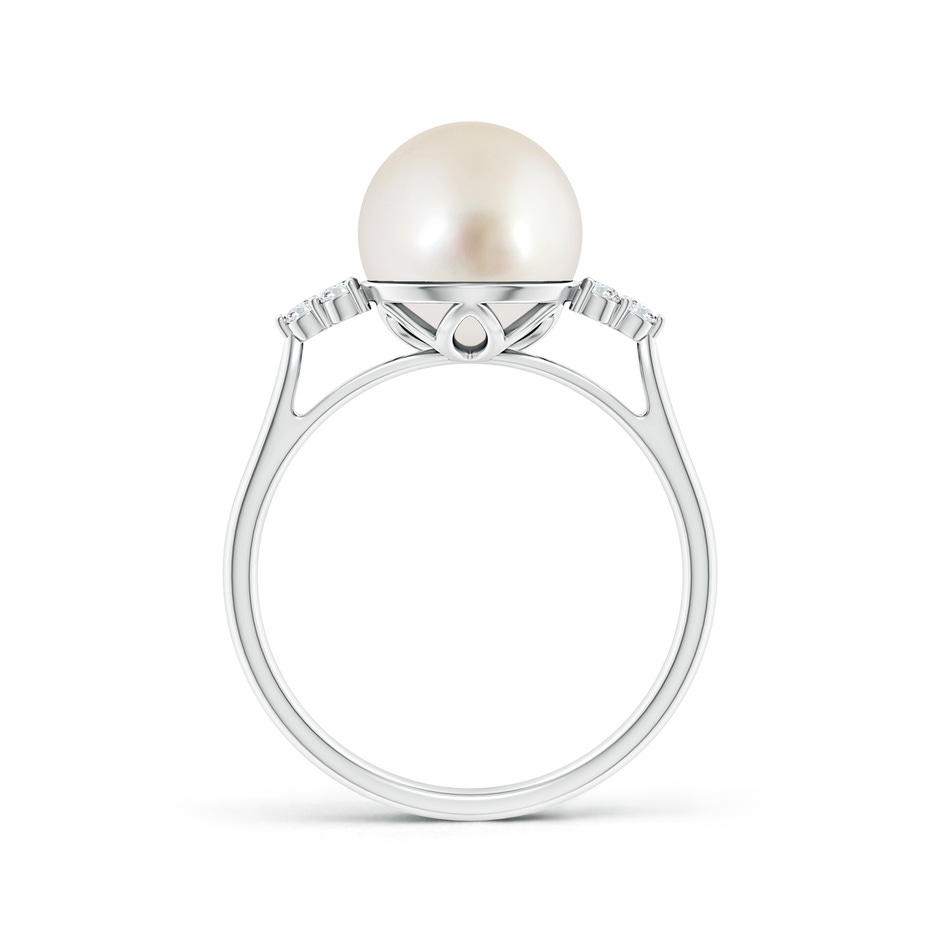 9mm AAAA South Sea Pearl Ring with Trio Diamonds in White Gold side-1