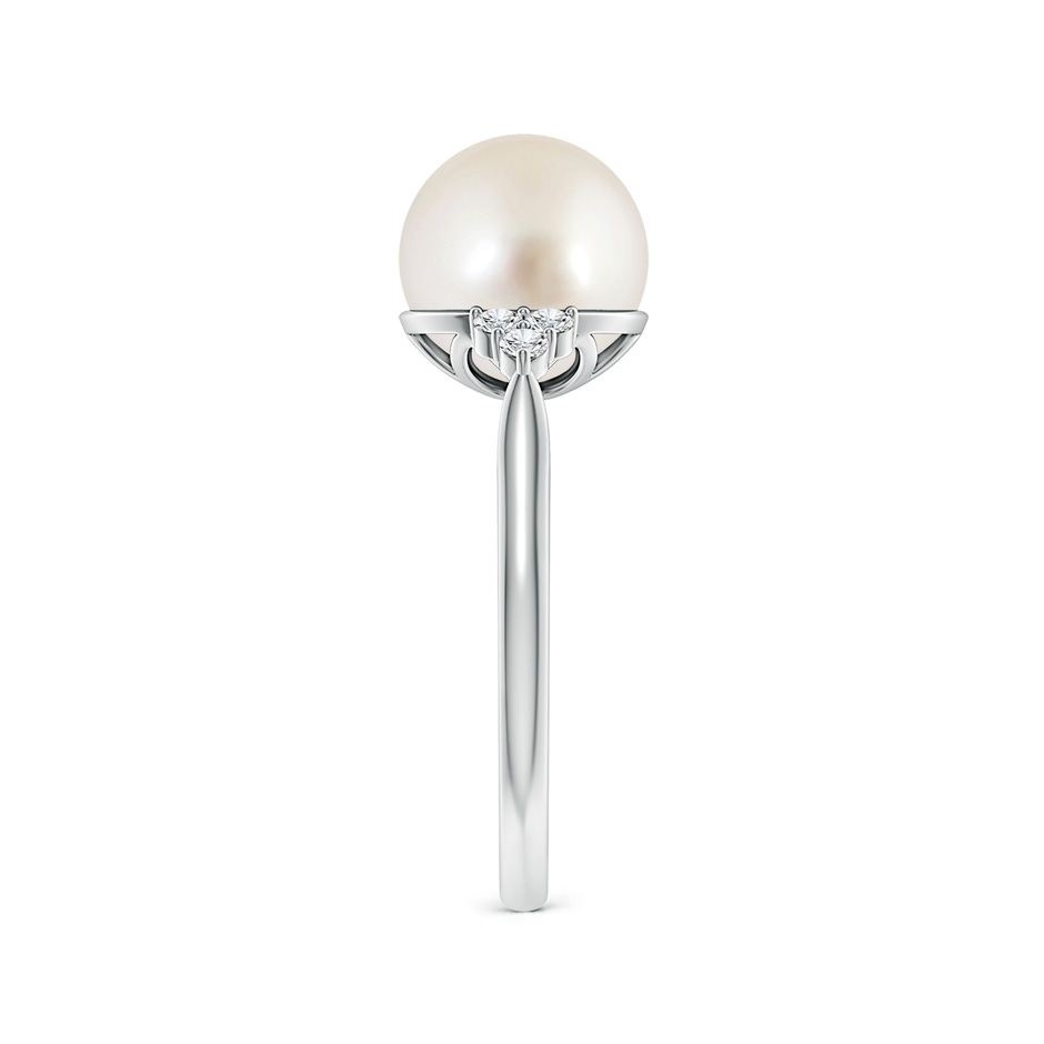 9mm AAAA South Sea Pearl Ring with Trio Diamonds in White Gold side-2