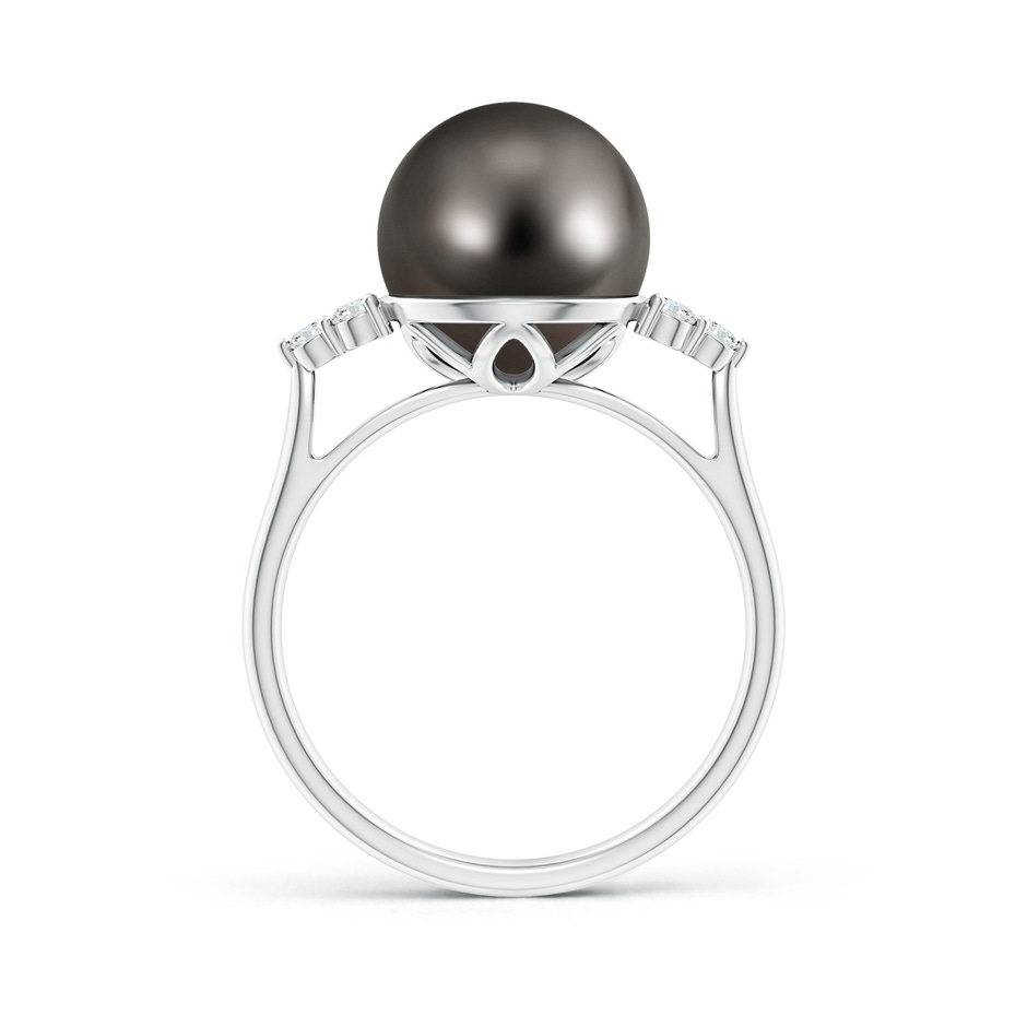 10mm AAA Tahitian Pearl Ring with Trio Diamonds in White Gold side-1