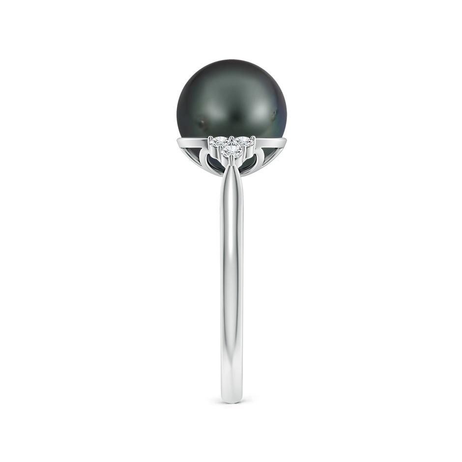 9mm A Tahitian Pearl Ring with Trio Diamonds in S999 Silver side-2