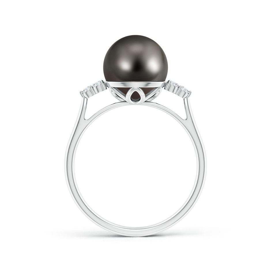 9mm AAA Tahitian Pearl Ring with Trio Diamonds in S999 Silver side-1