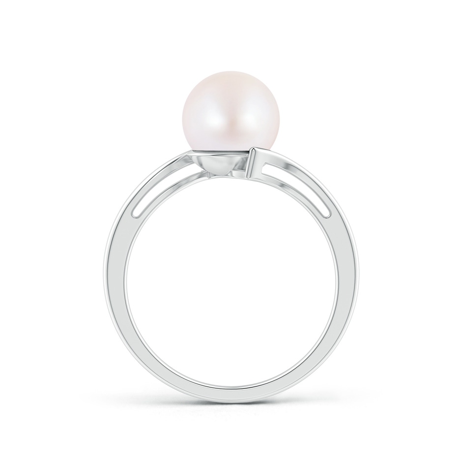 8mm AA Solitaire Japanese Akoya Pearl Bypass Ring in S999 Silver product image