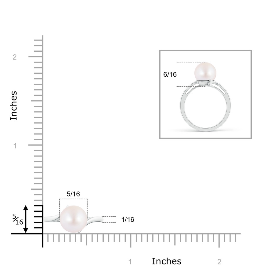 8mm AA Solitaire Japanese Akoya Pearl Bypass Ring in S999 Silver product image