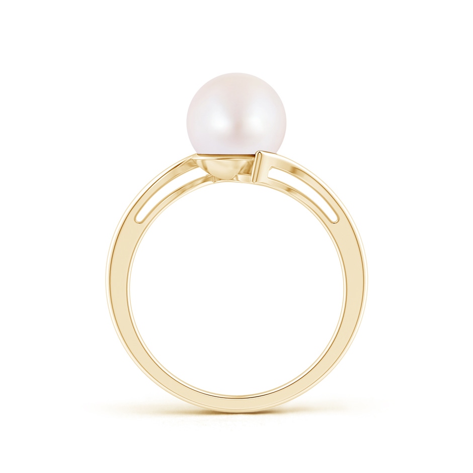 8mm AA Solitaire Japanese Akoya Pearl Bypass Ring in Yellow Gold product image