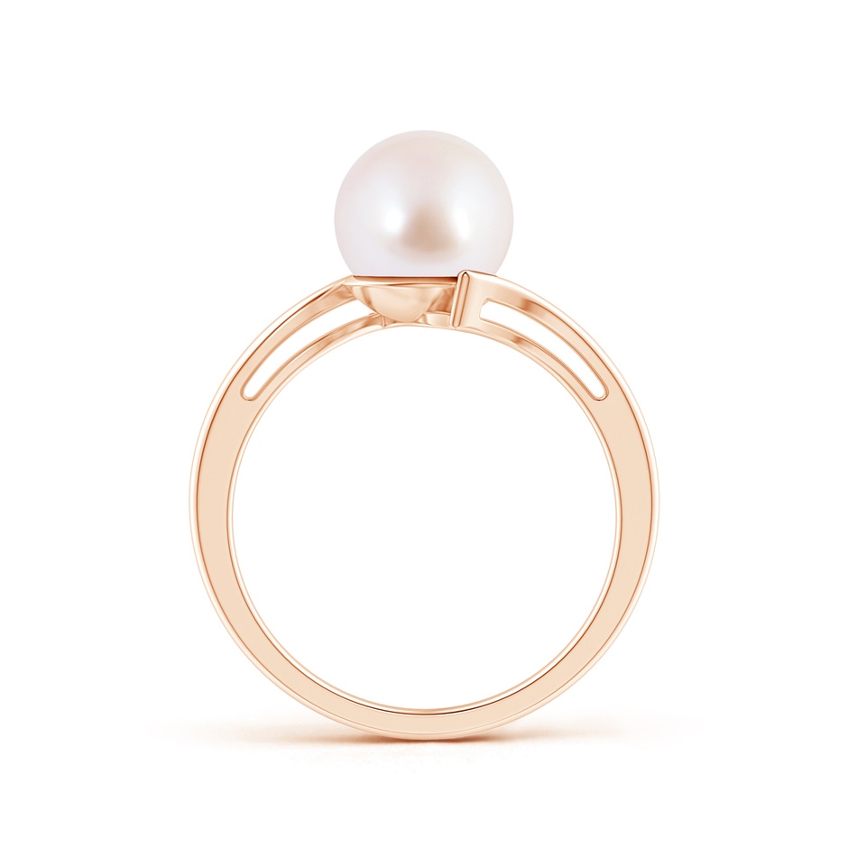 8mm AAA Solitaire Japanese Akoya Pearl Bypass Ring in Rose Gold product image