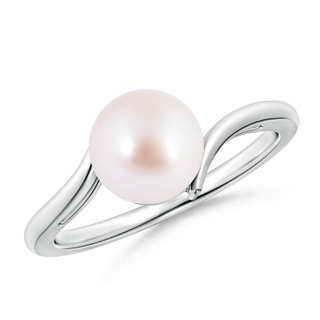 8mm AAA Solitaire Japanese Akoya Pearl Bypass Ring in White Gold