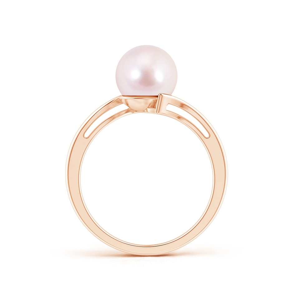 8mm AAAA Solitaire Japanese Akoya Pearl Bypass Ring in Rose Gold product image