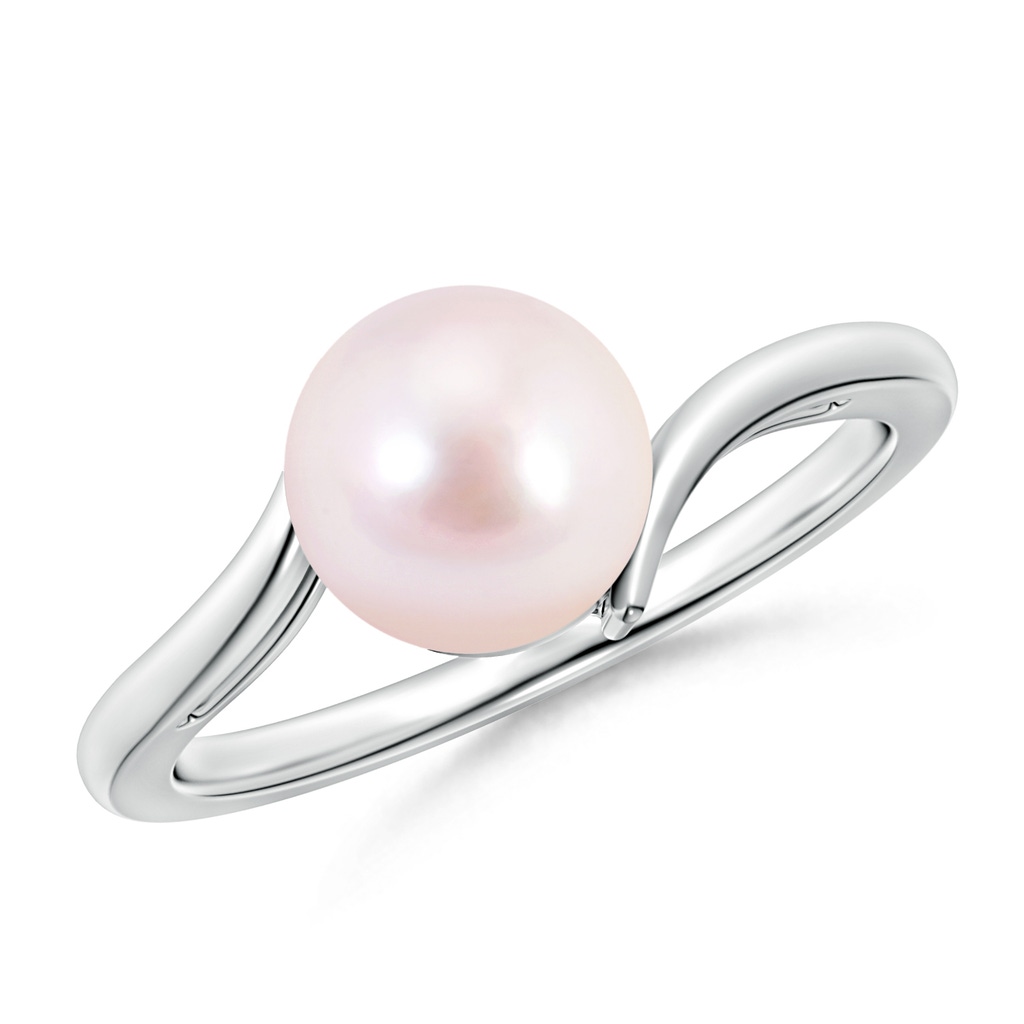 8mm AAAA Solitaire Japanese Akoya Pearl Bypass Ring in S999 Silver