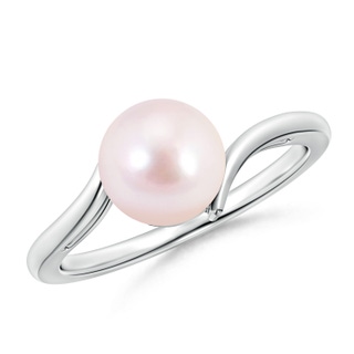 8mm AAAA Solitaire Japanese Akoya Pearl Bypass Ring in S999 Silver