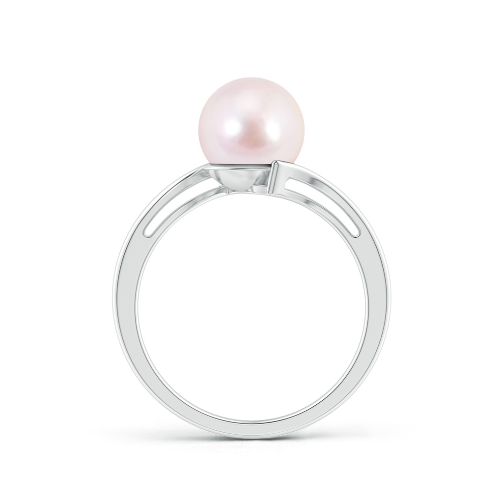 8mm AAAA Solitaire Japanese Akoya Pearl Bypass Ring in S999 Silver Product Image