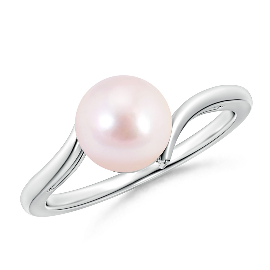 8mm AAAA Solitaire Japanese Akoya Pearl Bypass Ring in White Gold 