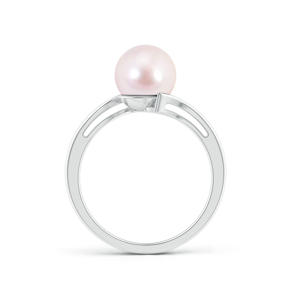 8mm AAAA Solitaire Japanese Akoya Pearl Bypass Ring in White Gold product image