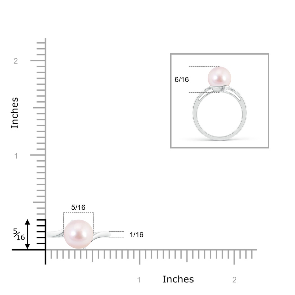 8mm AAAA Solitaire Japanese Akoya Pearl Bypass Ring in White Gold product image