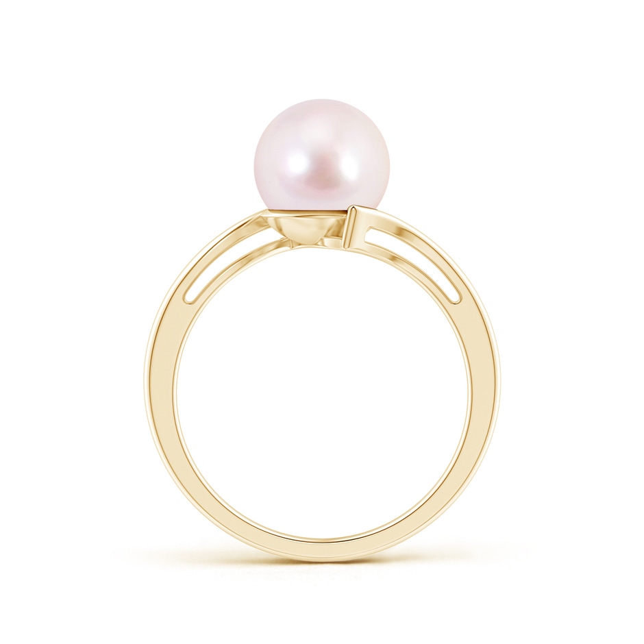 8mm AAAA Solitaire Japanese Akoya Pearl Bypass Ring in Yellow Gold product image